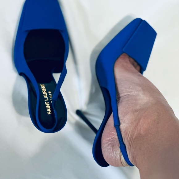 Saint Laurent YSL Satin Slingback Heels - Picture 12 of 12